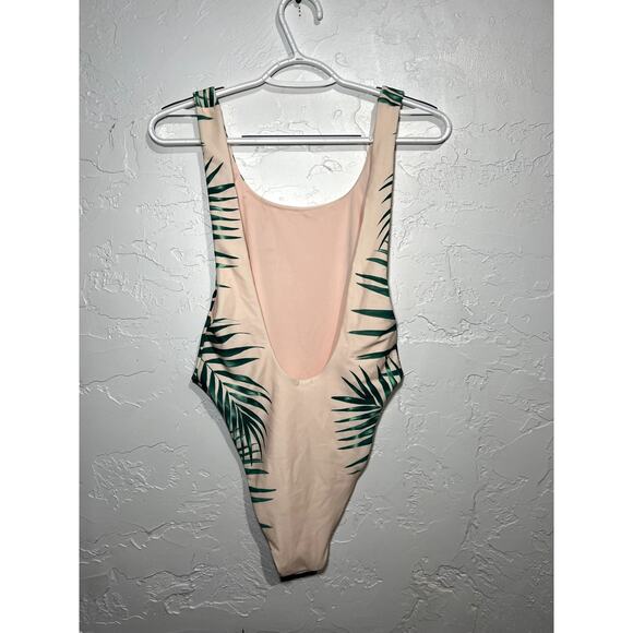 NWT Aerie open back palm tree one piece swim suit womens small beachy tropical - Picture 3 of 5